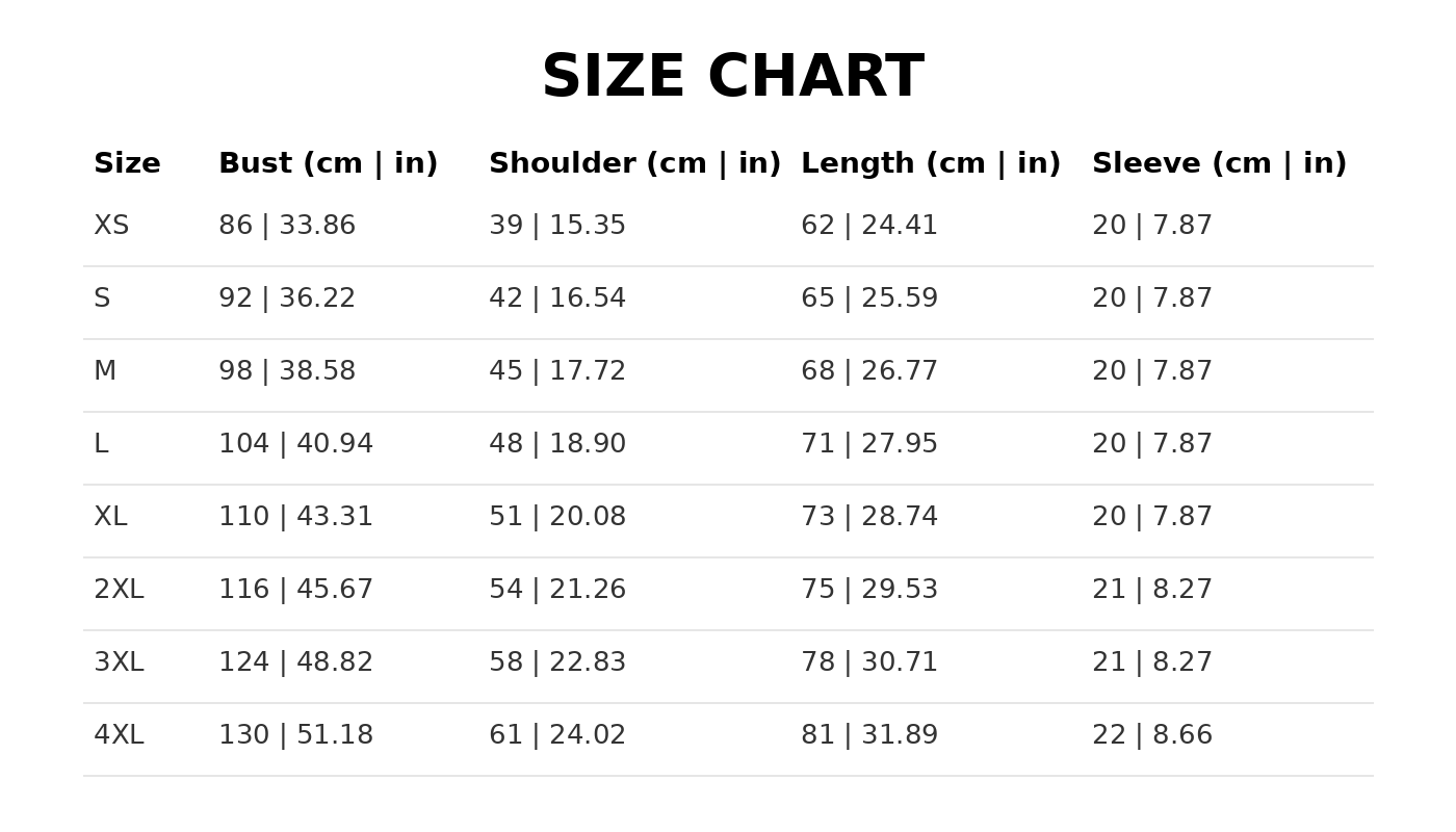 Size chart